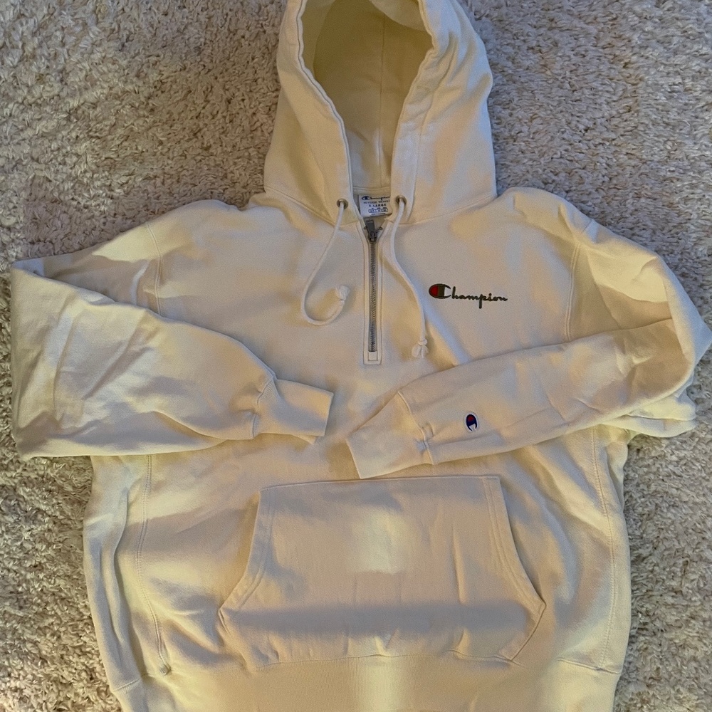 Champion REVERSE WEAVE 1/4 ZIP HOODIE Cream